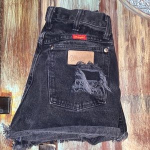 Distressed Black Jean Vintage Wrangler Cut Offs